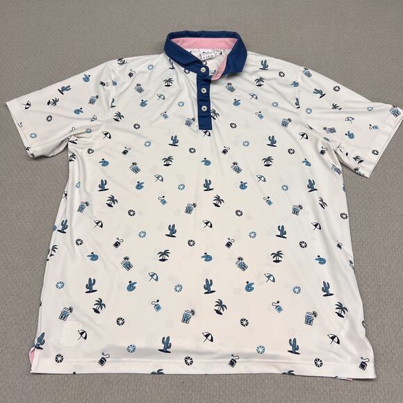 Arnold Palmer Puma Polo Shirt Mens XL Geometric Beach Performance Stretch Golf - Picture 1 of 8